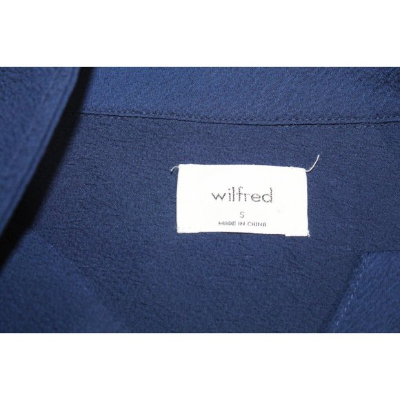 Wilfred Women's Cobalt Blue Cotton Loop Collar Long Sleeve Button Down Shirt S - Picture 2 of 7